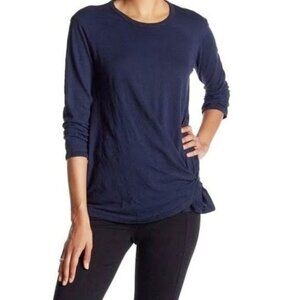 STATESIDE 3/4 sleeve slub knit twist tee t-shirt Sz M Navy USA Made
